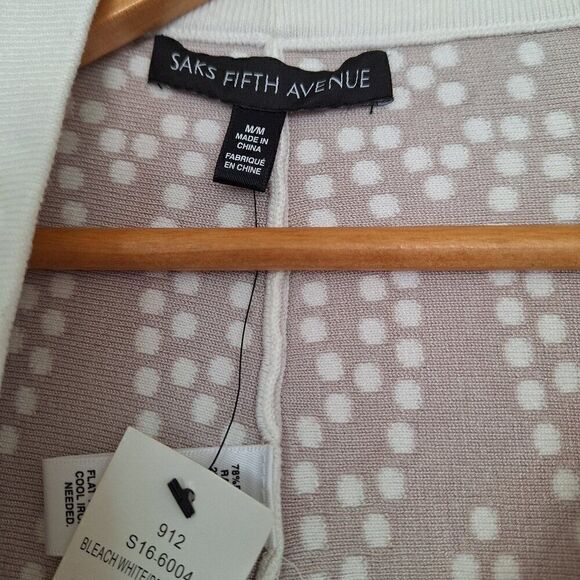 Saks Fifth Avenue Cream White Textured Knit Flared  Size M - Picture 2 of 6